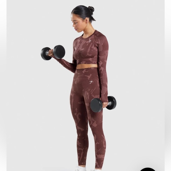 gymshark adapt camo seamless long sleeve crop top medium - Picture 4 of 11